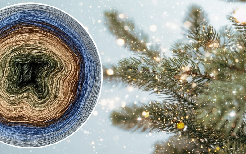 (8) Meriniasty Szary Świerk - Włóczka Ombre merino/akryl: wojskowa zieleń/ jasna wojskowa zieleń/ toffi/ ciepły brąz/ ciemny brąz/ indygo/ denim/ średni szary