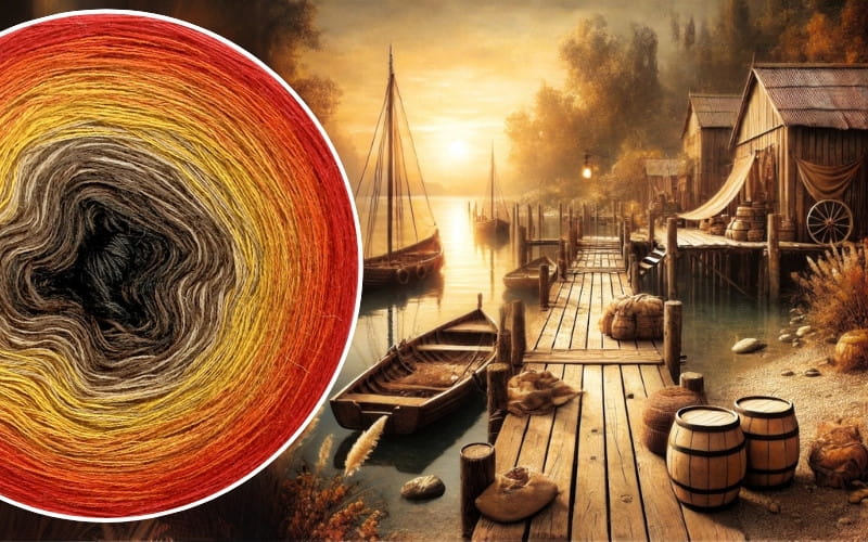 Korzenna Przystań - Włóczka Ombre - Merino/akryl: czekolada/ ciemny brąz/ ciepły beż/ kurkuma/ curry/ koniak/ rudy/ czerwień