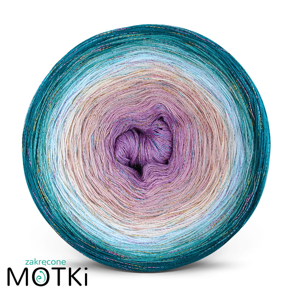 (10) Motek Ombre b/ a Liliowy Staw Glamour Glossy b/ a: grape/ wrzos/ lila/ pąsowy/ pudrowy beż/ jasny niebieski/ jasny błękit/ patyna/ morski/ navy + lurex jasna tęcza