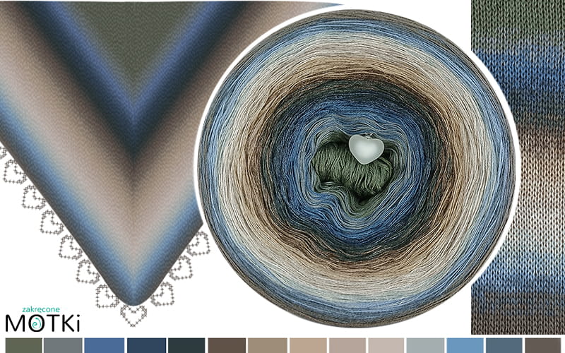 (13) Walentynki Włóczka Ombre Nocne Pragnienie b/a: khaki/ szary/ denim/ ciemny denim/ ciemny szary/ zimny brąz/ beżowo-szary/ zimny beż/ chłodny beż/ jasny szary/ niebieski/ stalowy/ brązowo-szary