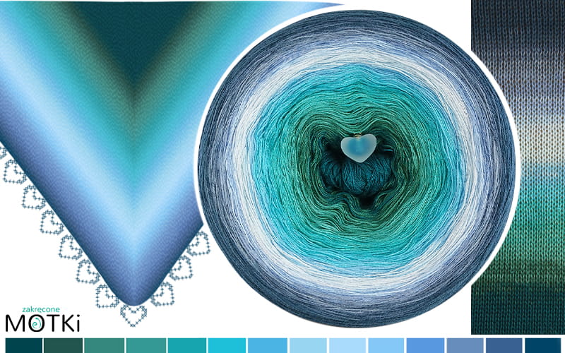 Walentynki Włóczka Ombre W objęciach Oceanu b/a: navy/ ciemny szmaragd/ morski/ opal/ grynszpan/ turkus/ cyjan/ jasny błękit/ jasny niebieski/ baby blue/ jeans/ niebieski/ denim/ petrol