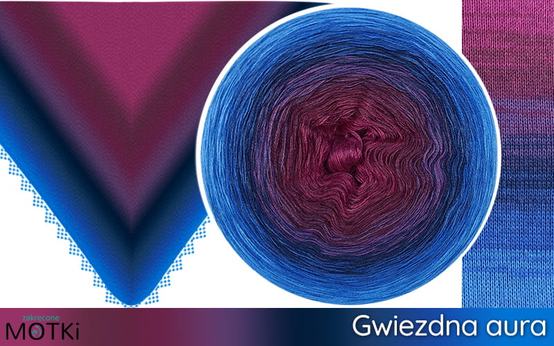 (8) Gwiezdna Aura Włóczka Ombre Dzień Kobiet 2025 b/a: jeżyna/ bordo/ ciemna jeżyna/ fiolet/ granat/ ciemny niebieski/ jasny kobalt/ lapis