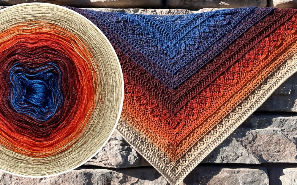 (8) Toffi na Fali - Włóczka Ombre - Merino/akryl: ciemny niebieski/ wino/ bordo/ czerwień/ rudy/ ciepły brąz/ toffi/ ciepły beż