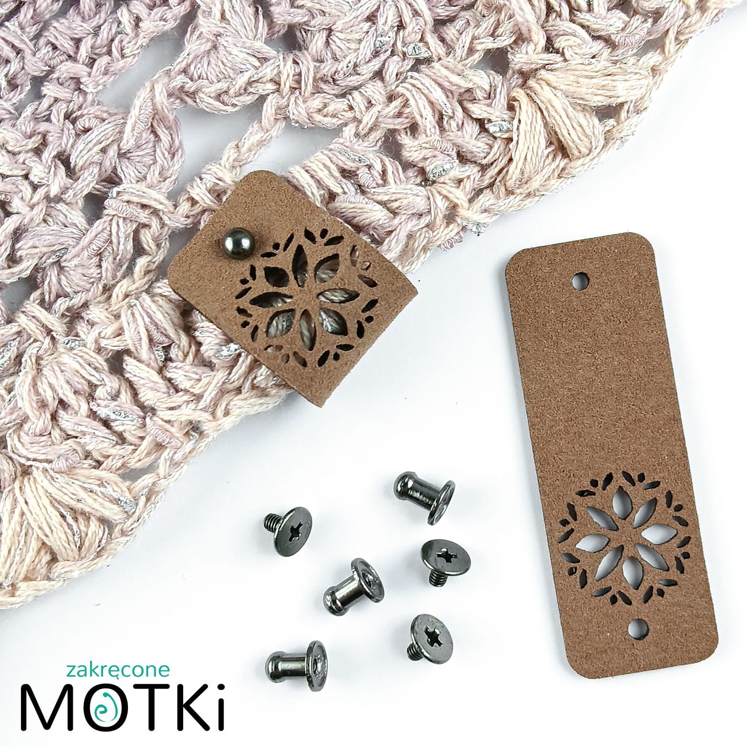 Metka ekoskóra Handmade 5.5x2cm Kwiat