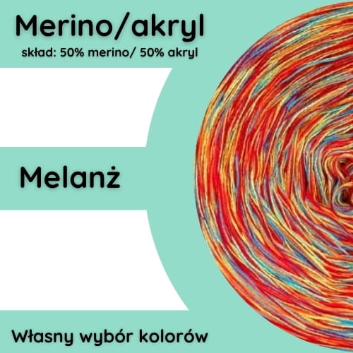 Melanż merino/akryl - własny wybór kolorów