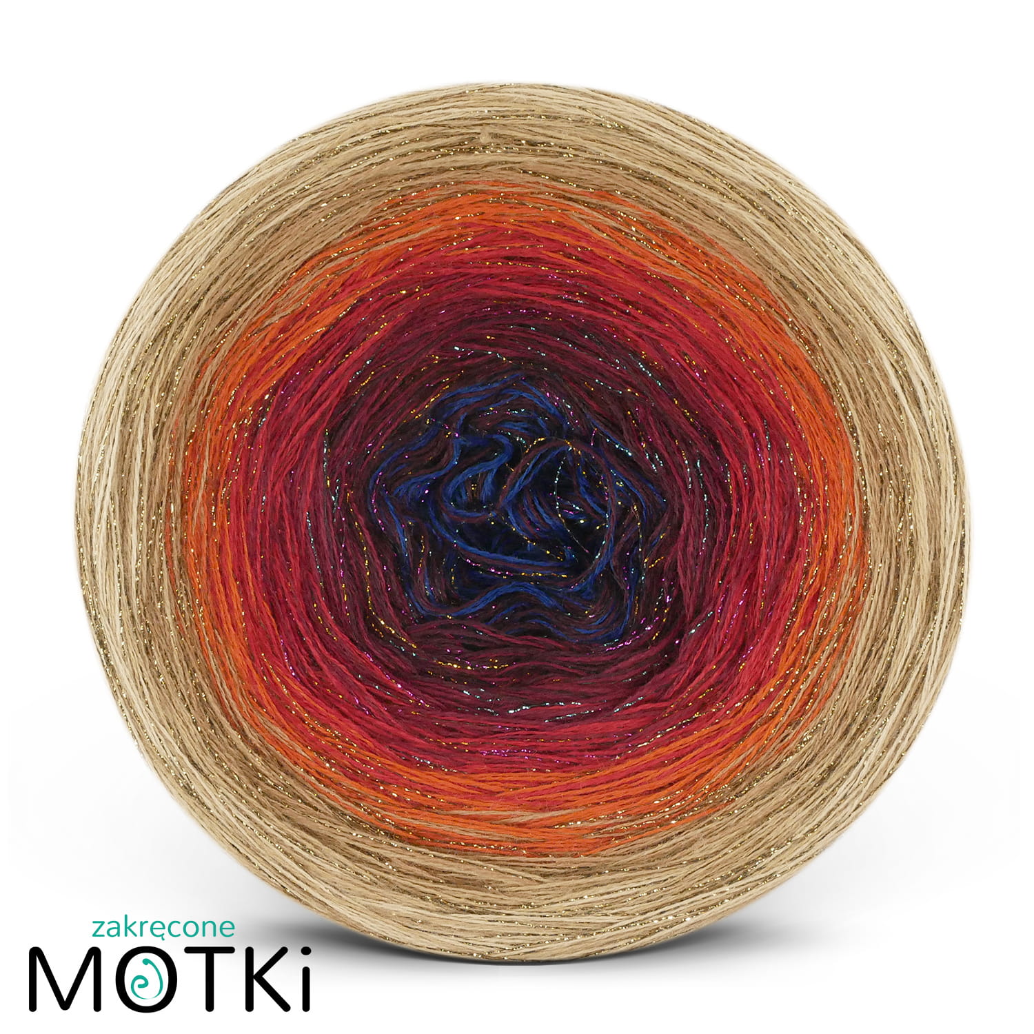 (8) Toffi na Tęczowej Fali - Włóczka Ombre - Merino/akryl: ciemny niebieski/ wino/ bordo/ czerwień/ rudy/ ciepły brąz/ toffi/ ciepły beż + lurex ciemna tęcza/ ciemne złoto