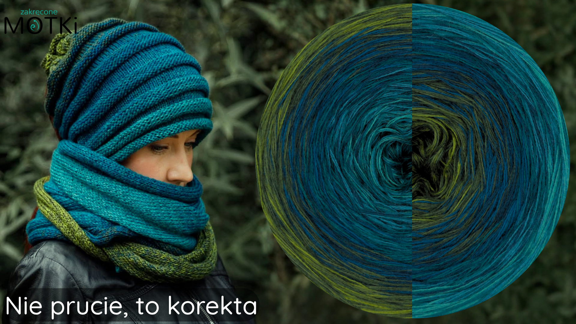 Zestaw czapka szal/komin Nie Prucie, To Korekta  merino/akryl oliwka/ ciemna oliwka/ wojskowa zieleń/ petrol/ navy/ ciemny szmaragd/ szmaragd/ morski