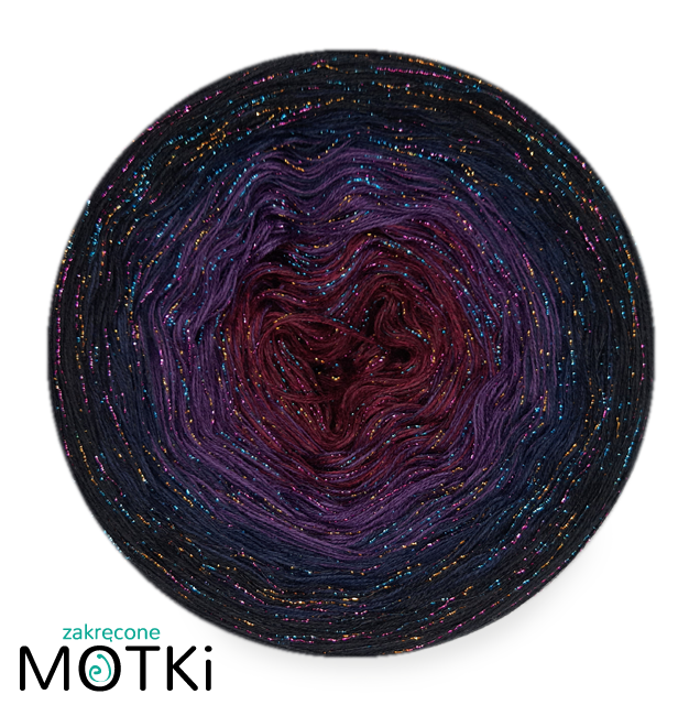 (4) G13 - bordo melanż/fiolet/granat/czerń + lurex ciemna tęcza