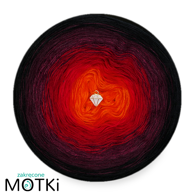 (6) Włóczka Ombre bawełna/akryl B409: pomarańcz/ czerwień/ burgund/ bordo/ wino/ czarny